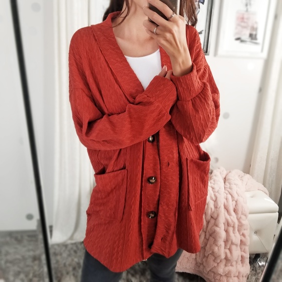 Long Fall Cardigan Cozy Cable Knit Sweater Button Down Cardi Pockets - Picture 4 of 9